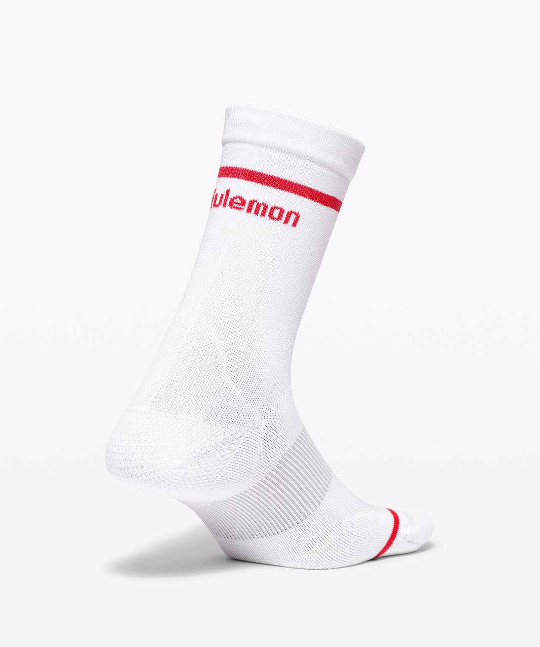 Lululemon Power Stride Crew Sock *2 Pack - White / Lulu Red - lulu fanatics