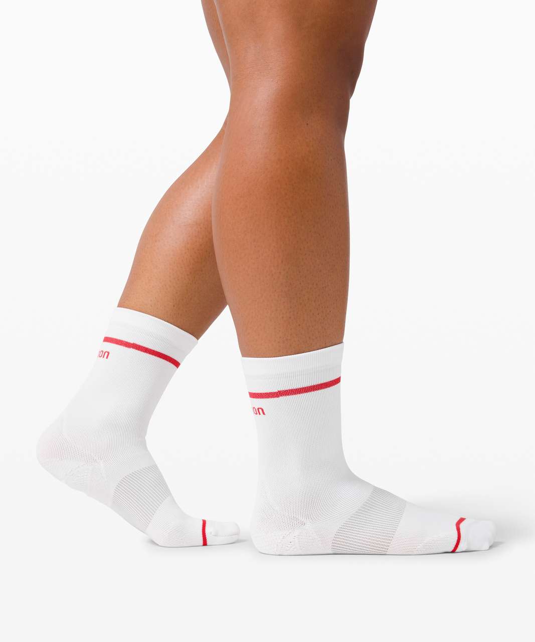 Lululemon Power Stride Crew Sock *2 Pack - White / Lulu Red