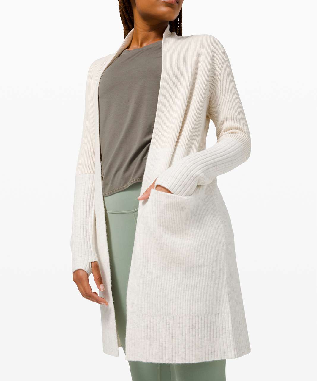 Lululemon Restful Intention Sweater Wrap - Light Ivory / Heathered Light Ivory