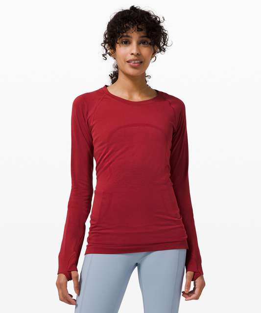 Lululemon Run: Swiftly Tech Long Sleeve - Heathered Green Bean - lulu ...