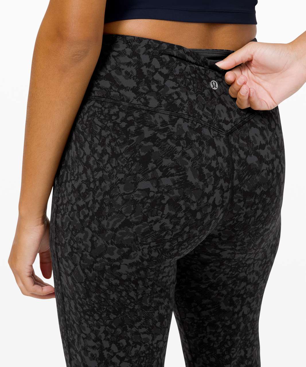 Lululemon Fast and Free High-Rise Crop 23 Leopard Camo Deep Coal Multi  size 2