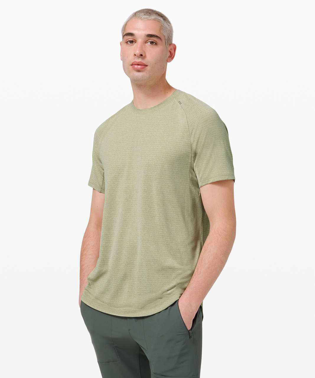 Lululemon Drysense Short Sleeve - Heathered Rosemary Green - lulu fanatics