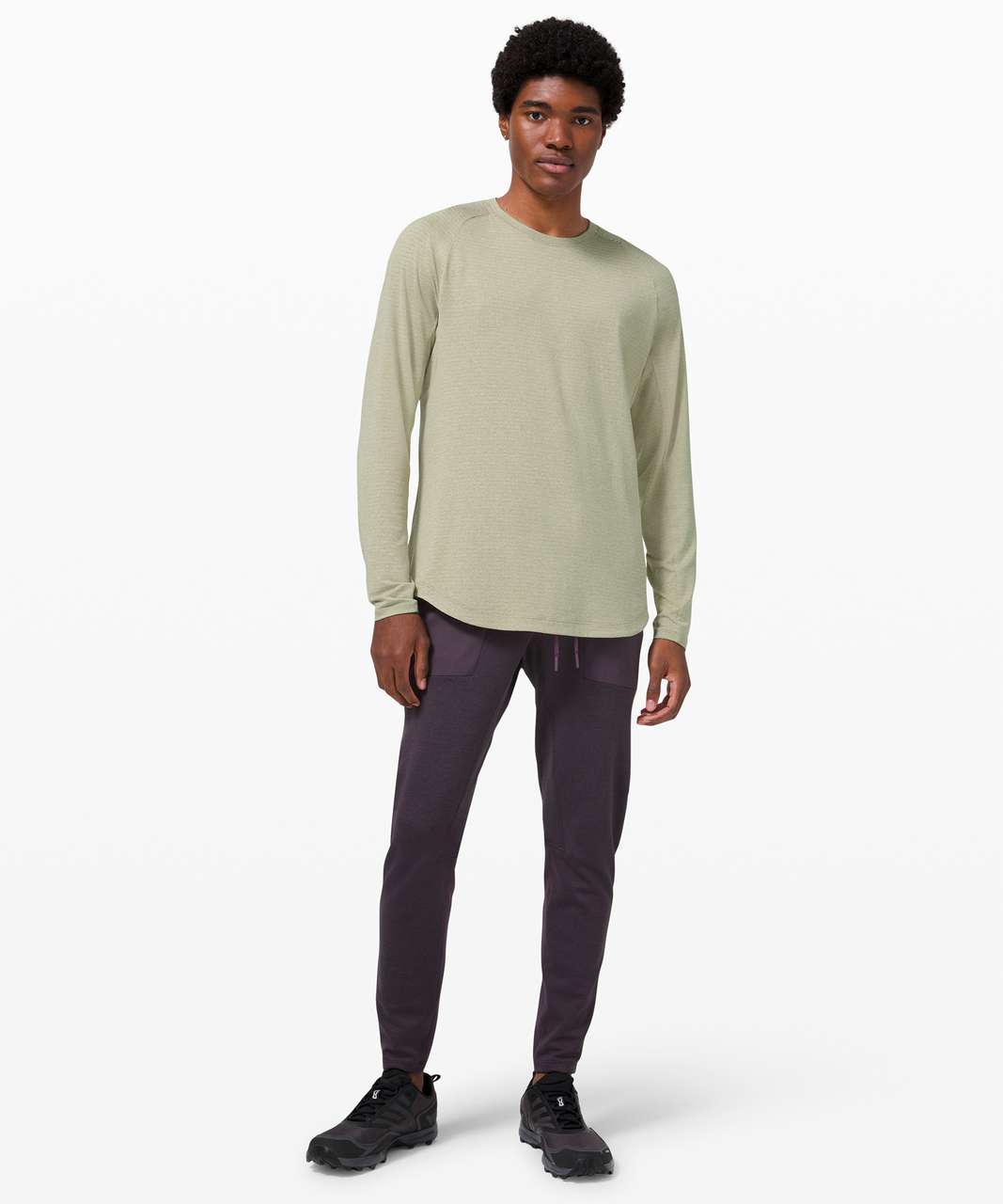 Lululemon Drysense Long Sleeve - Heathered Rosemary Green - lulu fanatics