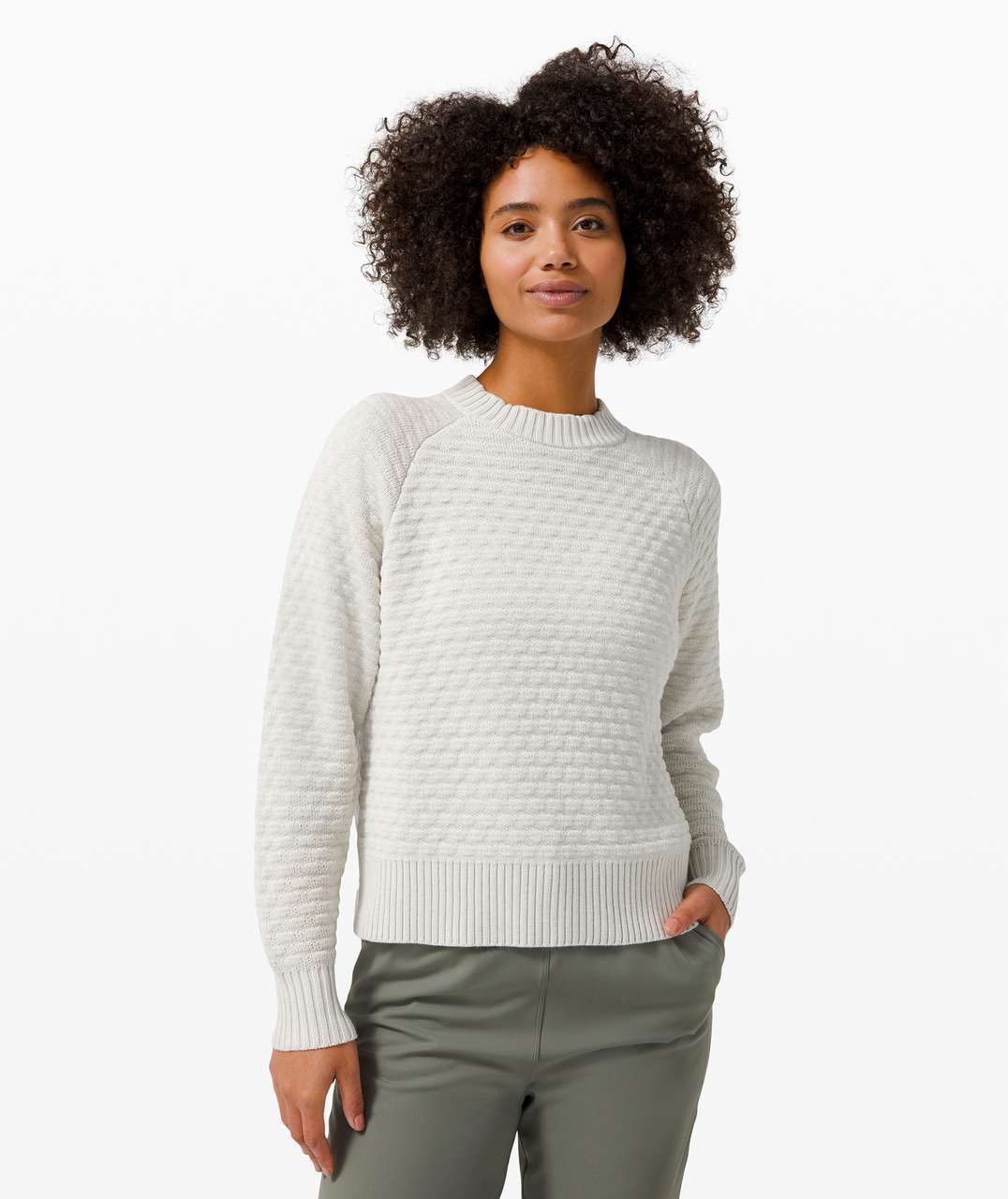 Lululemon Jacquard Multi-Texture Crew Neck Sweater - Heathered Vapor - lulu  fanatics