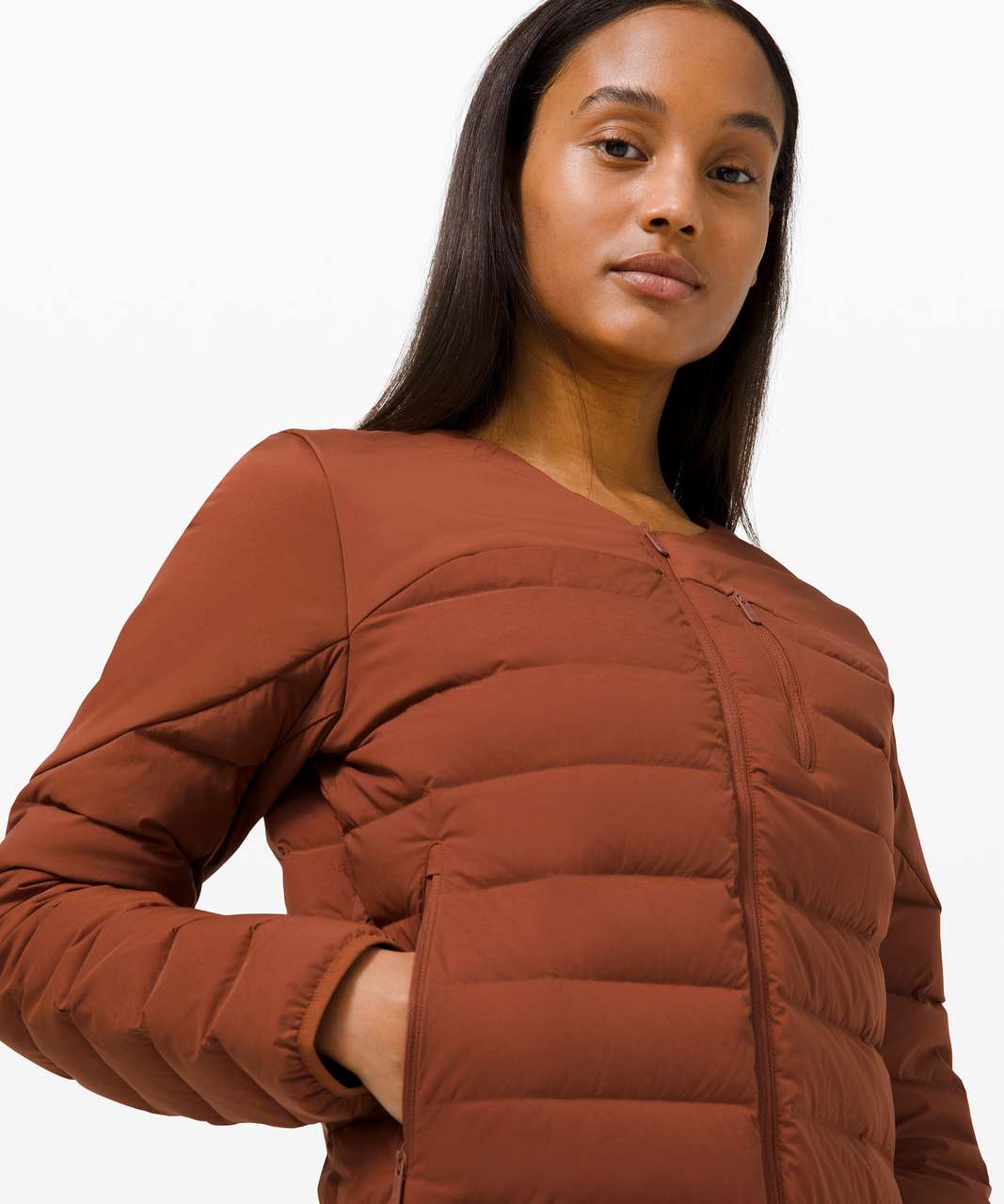 Lululemon Navigation Stretch Down Bomber - Dark Terracotta