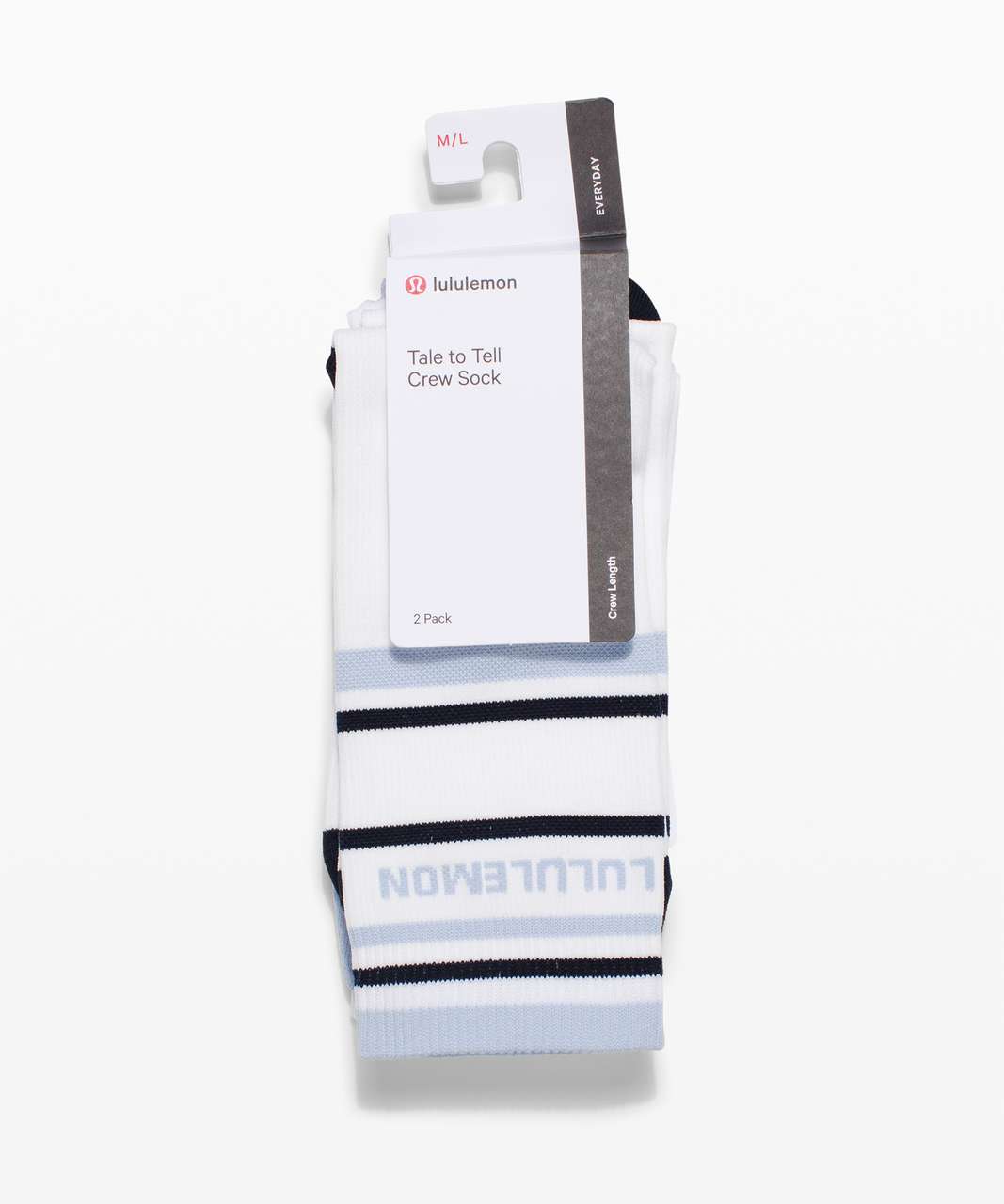 Lululemon Tale To Tell Crew Sock *2 Pack - White / Blue Linen / True Navy