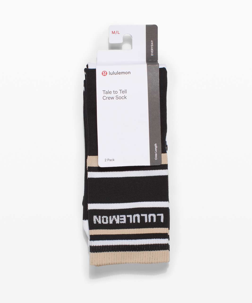 Lululemon Tale To Tell Crew Sock*2 Pack - Black / White / Cafe Au Lait