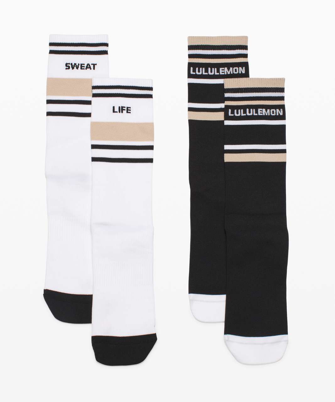 Lululemon Tale To Tell Crew Sock*2 Pack - Black / White / Cafe Au Lait