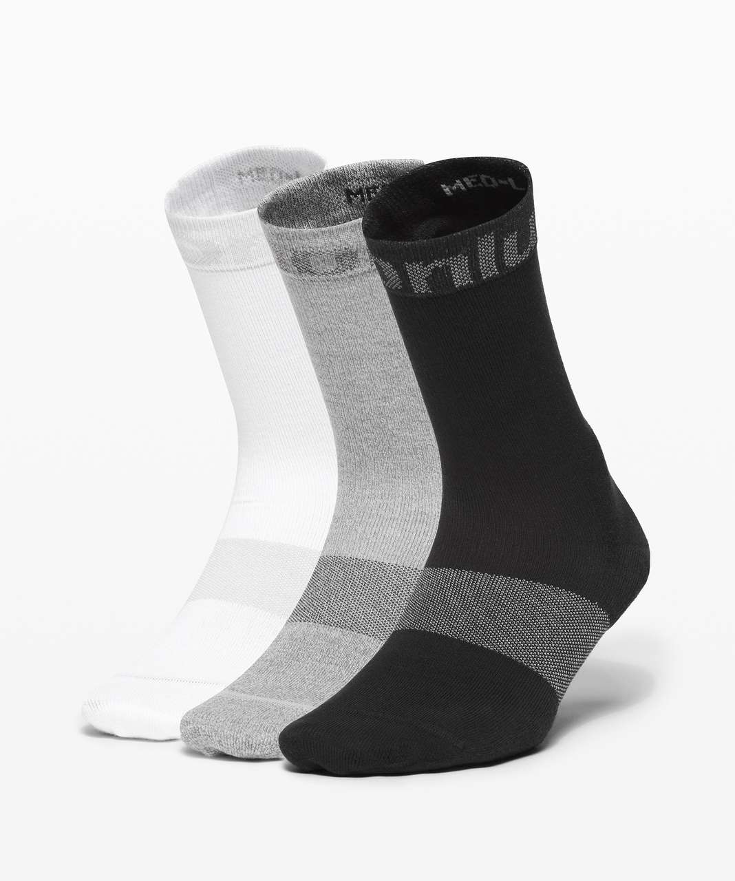 Lululemon Daily Stride Crew Sock Sport Stripe *3 Pack Boxed Set - Black /  White / Vapor - lulu fanatics