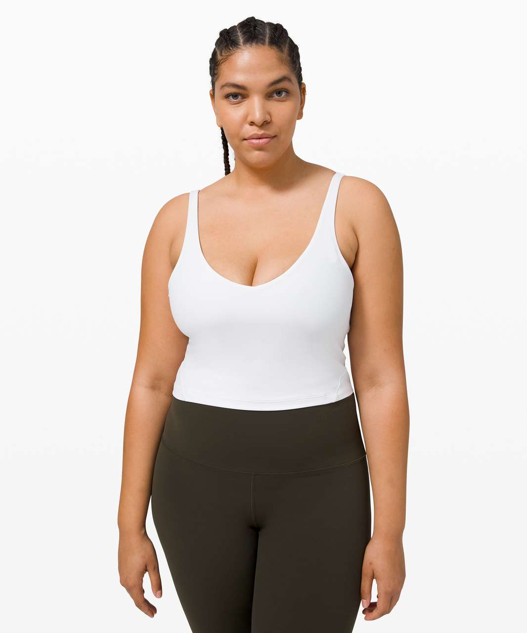 White Align Tank (8) and Light Chrome Align Legging (6); Align Tank sizing  for 30DDD and Double Lined thoughts in the comments! : r/lululemon