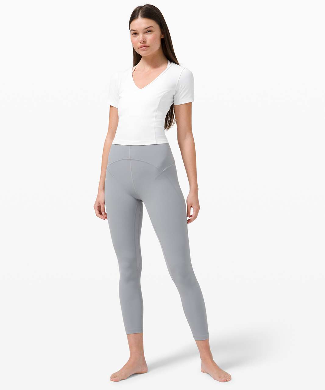 Lululemon Nulu Cropped Slim Yoga Short Sleeve - White - lulu fanatics