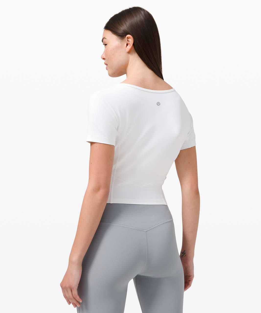 Lululemon Nulu Cropped Slim Yoga Short Sleeve - White - lulu fanatics