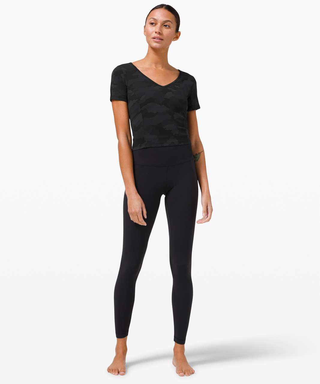 Lululemon Nulu Cropped Slim Yoga Short Sleeve - Heritage 365 Camo Deep Coal Multi