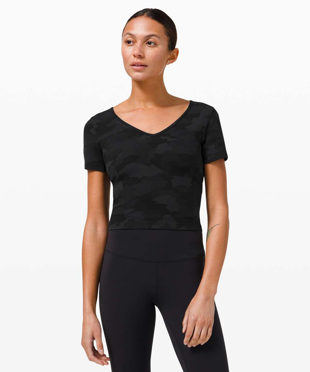 Lululemon Nulu Cropped Slim Yoga Short Sleeve - Heritage 365 Camo Deep Coal  Multi - lulu fanatics