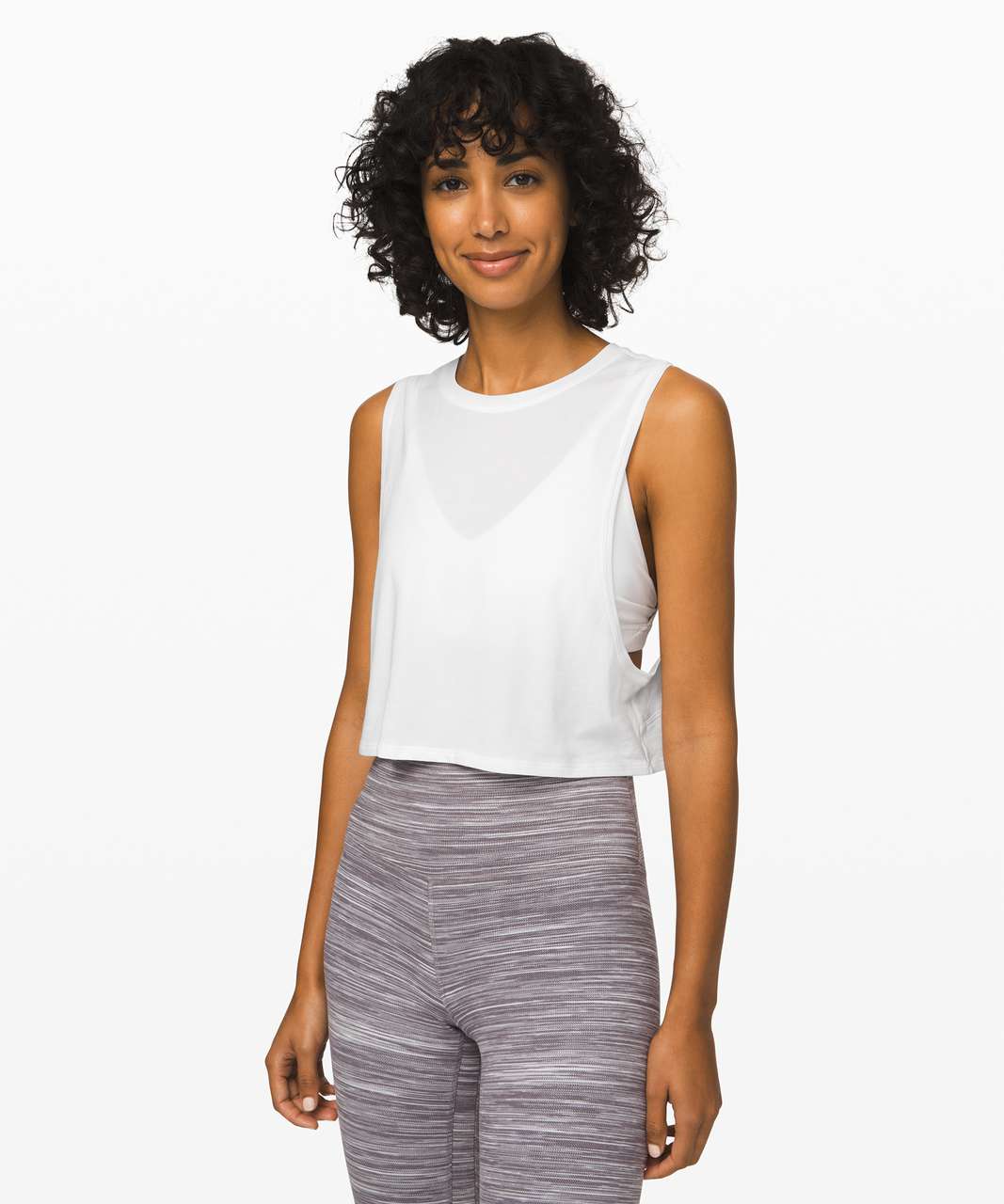 Lululemon Muscle Love Cropped Tank Top Fade In City Grit White