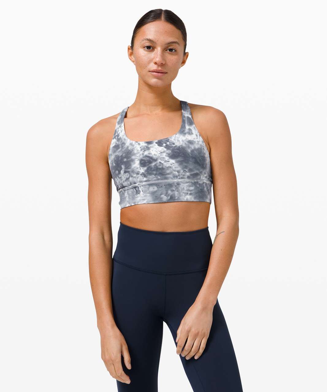 Navy Blue Marble Sports Bra