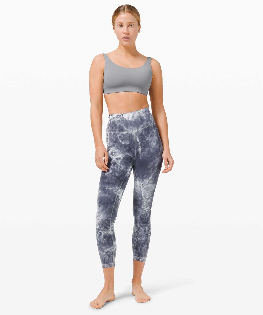 Lululemon In Alignment Straight Strap Bra *Light Support, A/B Cup -  Crescendo Speckle Rhino Grey Black - lulu fanatics