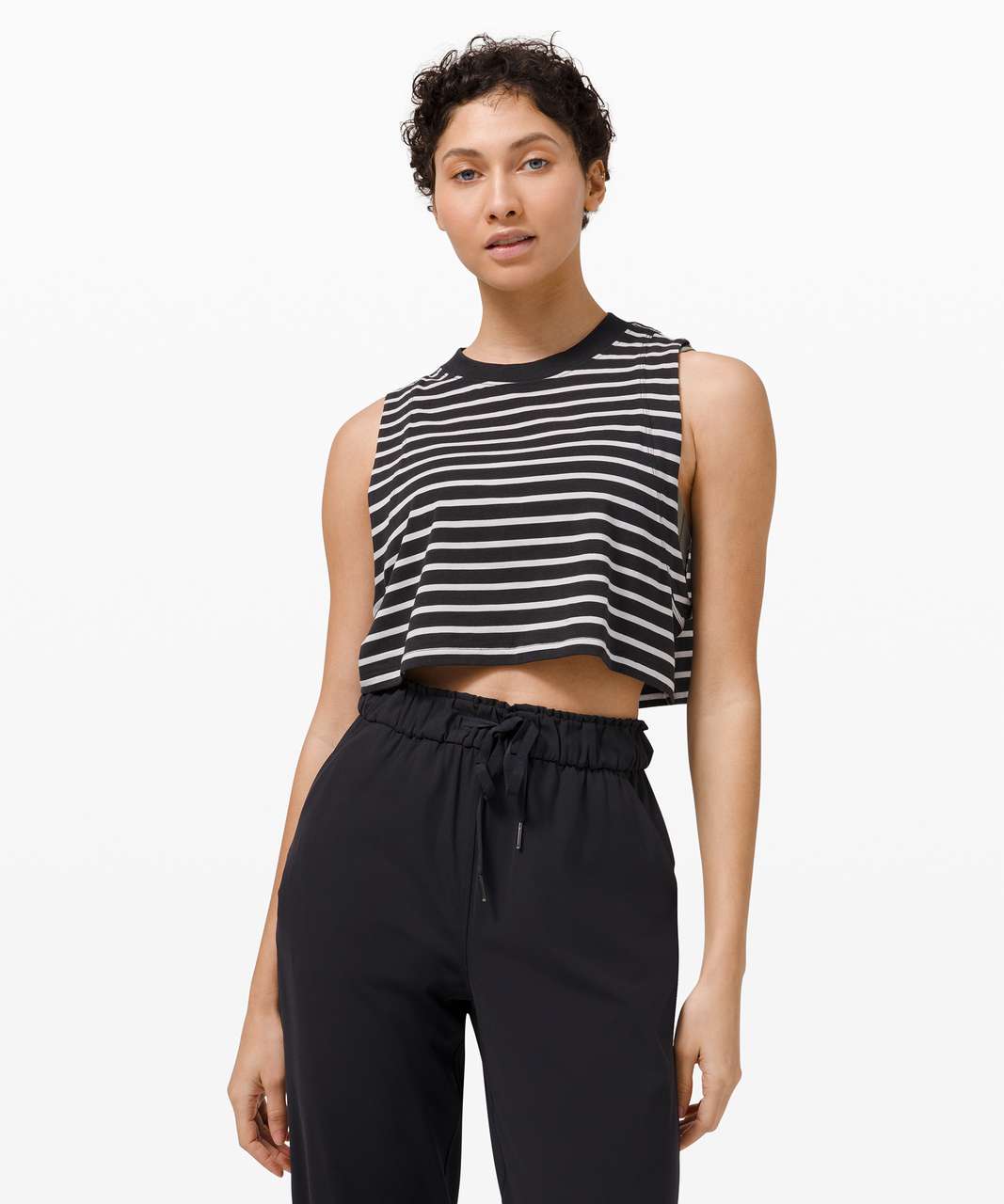 Lululemon All Yours Crop Tank - Yachtie Stripe Black Chrome