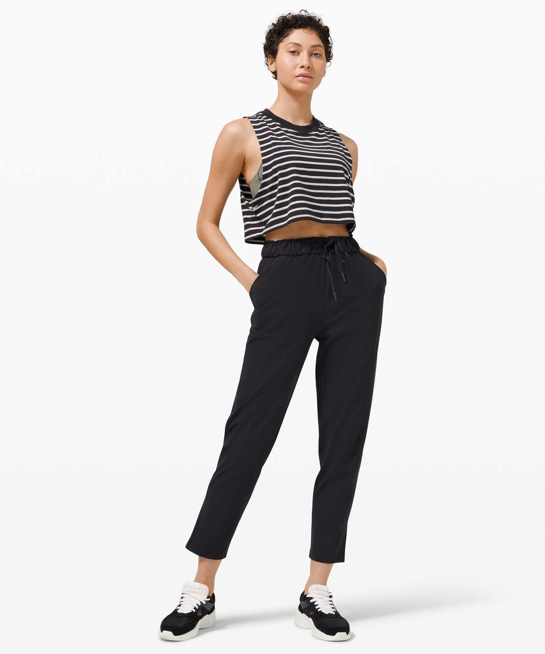 Lululemon All Yours Crop Tank - Yachtie Stripe Black Chrome - lulu fanatics