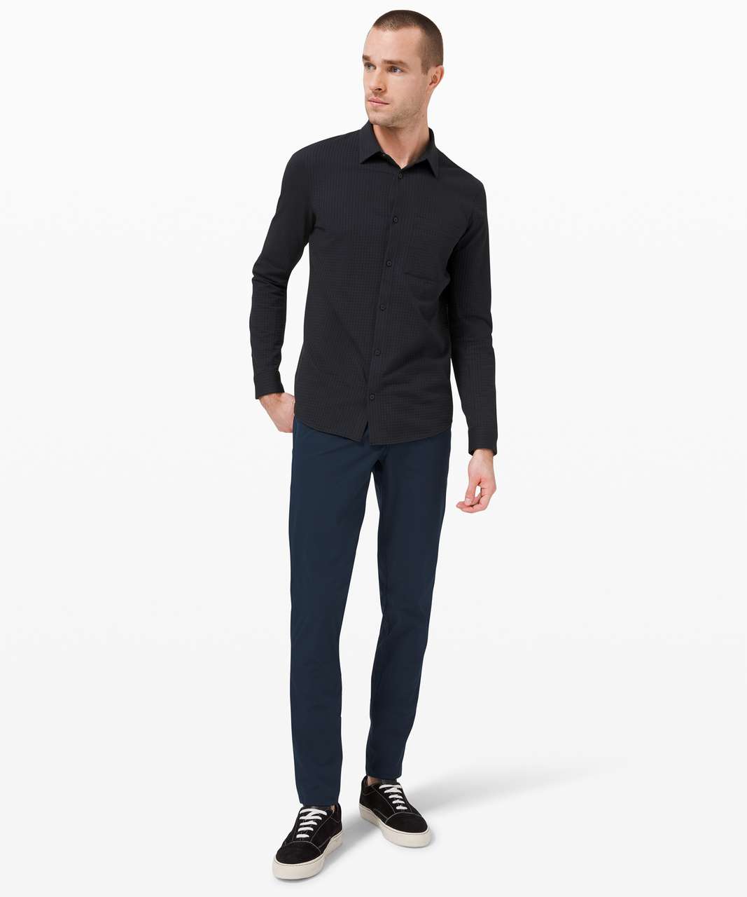 Tailored Fit Long Sleeve Shirt Navy – Louis Arjuna