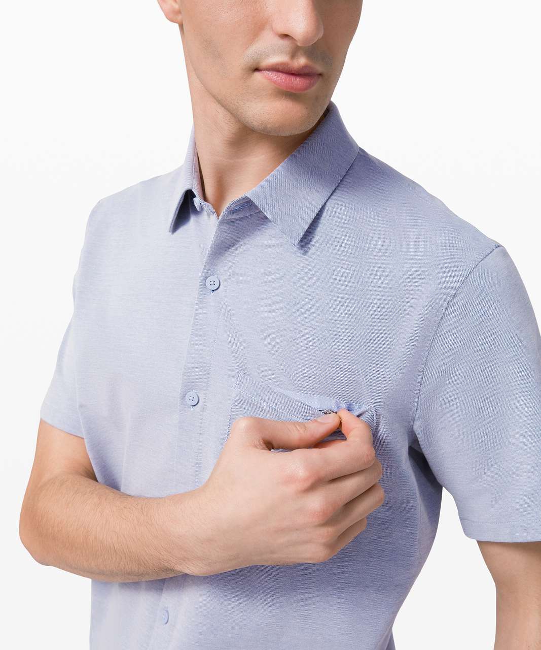 Lululemon Commission Short Sleeve Shirt - Harbor Blue / White