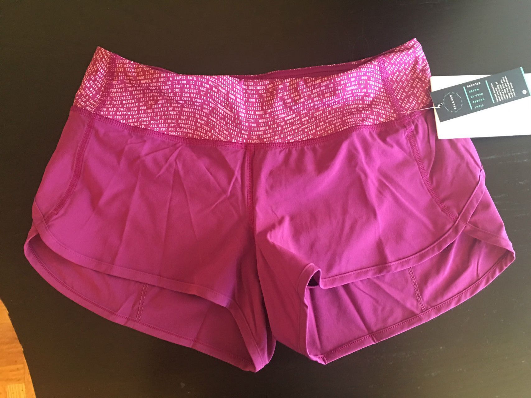 Lululemon Speed Short - 2016 Seawheeze - Regal Plum / Coded Manifesto Regal Plum White