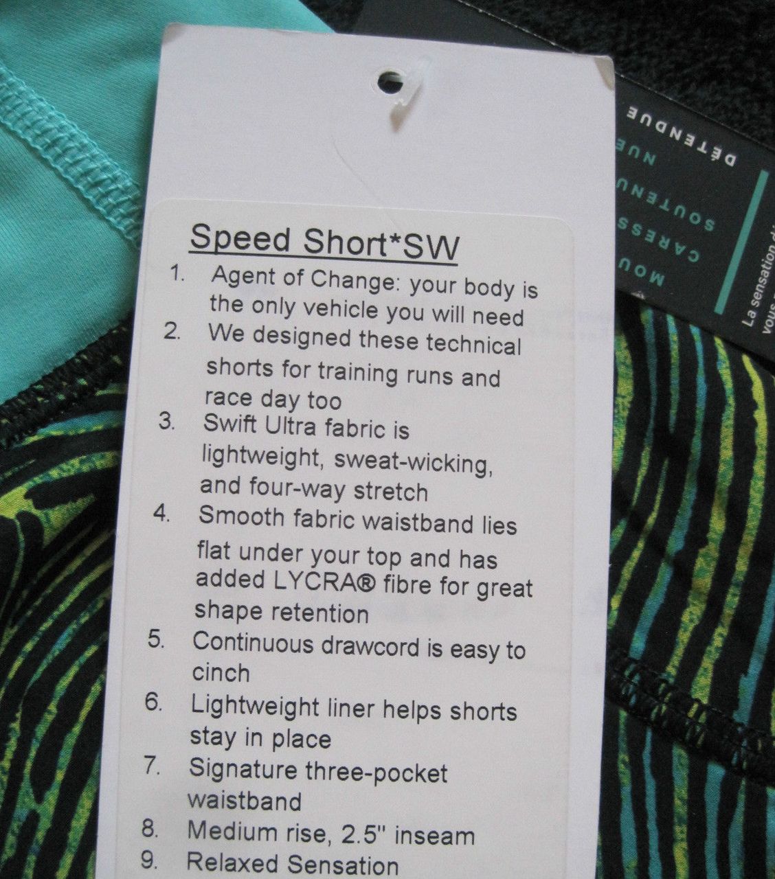 Lululemon Speed Short - 2016 Seawheeze - Who Done It Split Pea Black / Bali Breeze