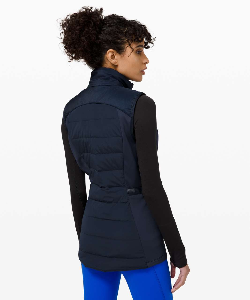 Lululemon Blue Black Vest Lightweight Size 8 Hidden Hood Full Zip Women’s