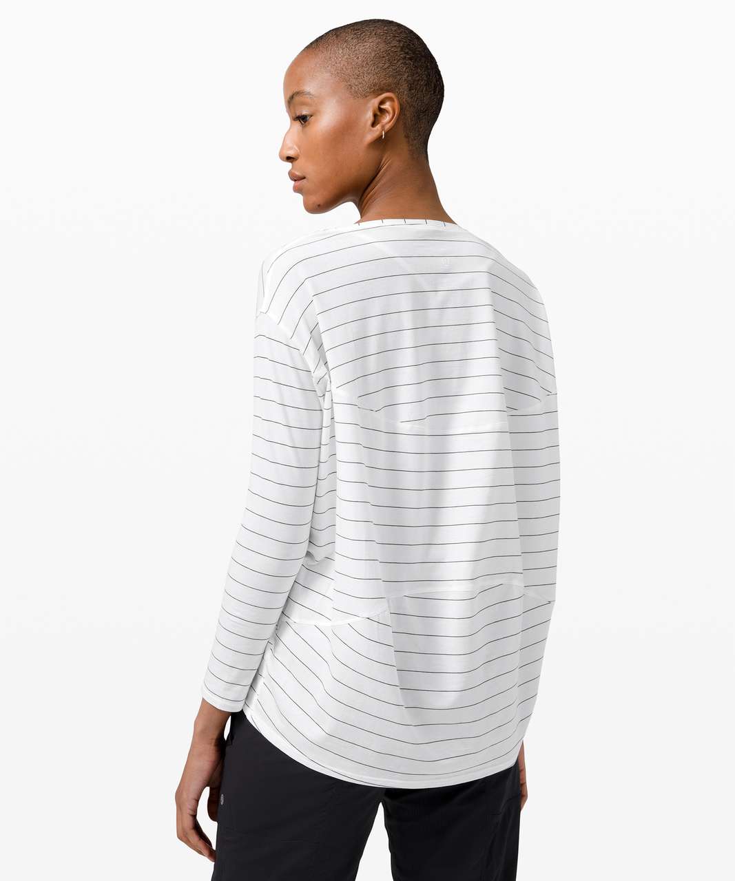 Lululemon Back In Action Long-sleeve Shirt - Short Serve Stripe Heathered  Spiced Chai White