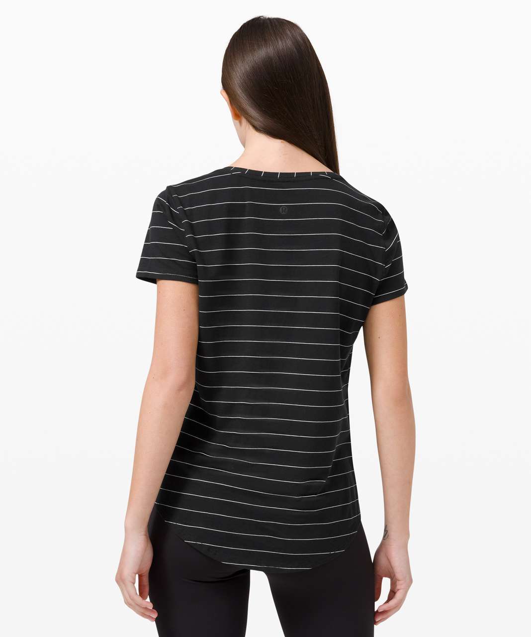 Lululemon Love Tee V - Short Serve Stripe Black White