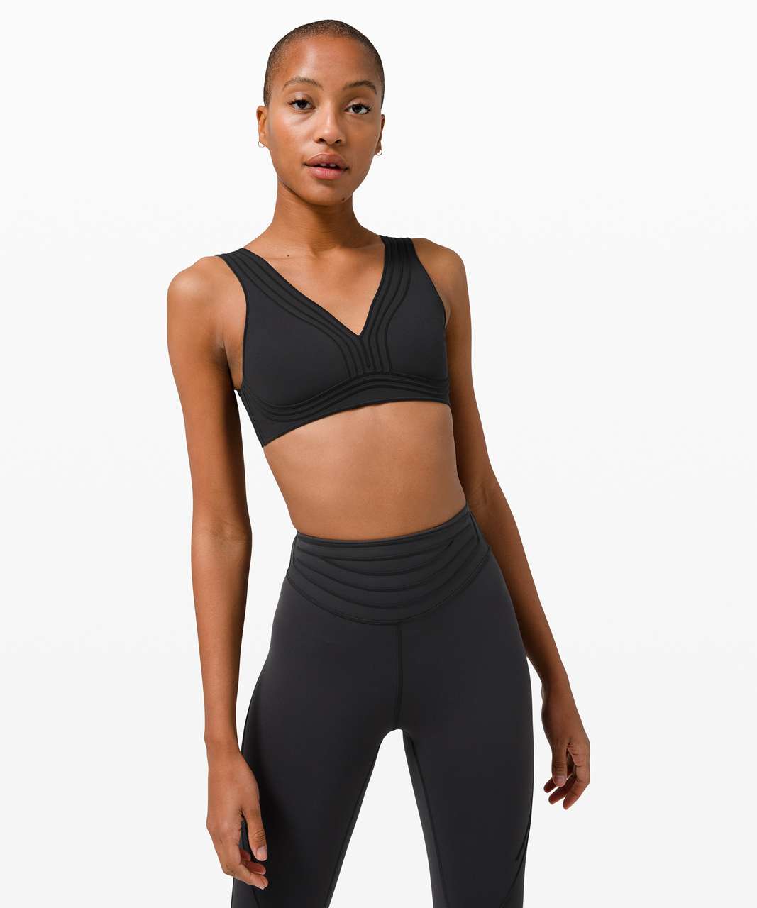 Get in Line Black Sports Bra