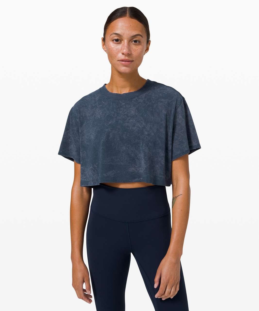 Lululemon All Yours Crop Tee *Wash - Cloudy Wash True Navy