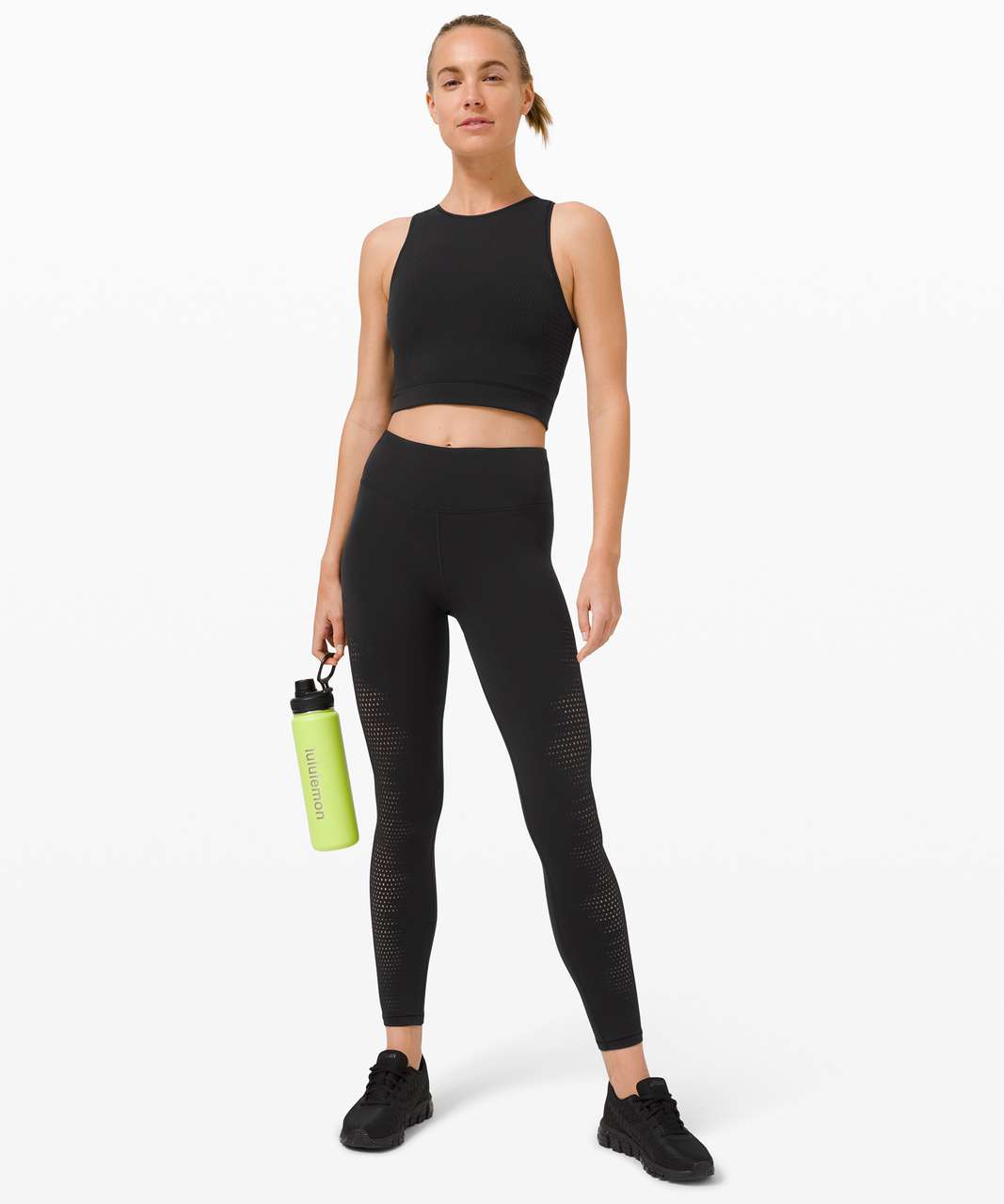 Lululemon Reveal Crop Tank *Velocity - Black - lulu fanatics