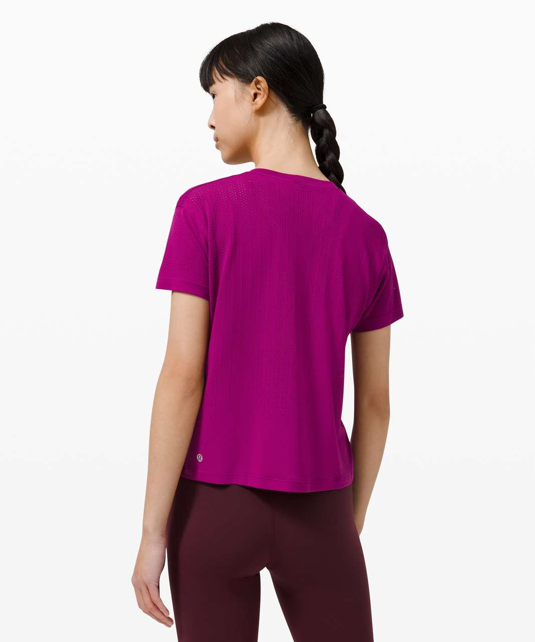 Lululemon Train to Be Short Sleeve *Stripe - Rain Stripe Deep Fuschia