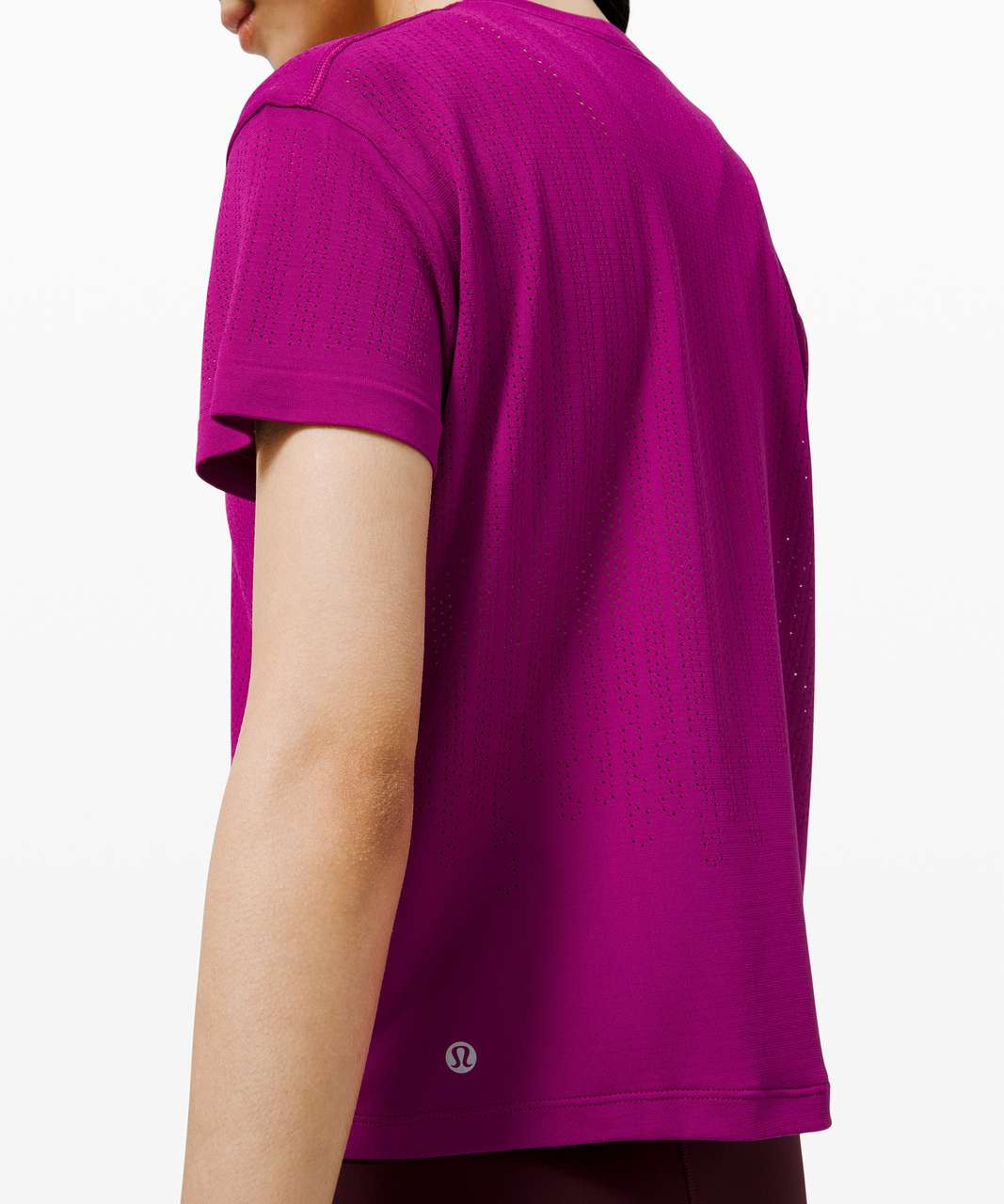 Lululemon Train to Be Short Sleeve *Stripe - Rain Stripe Deep Fuschia