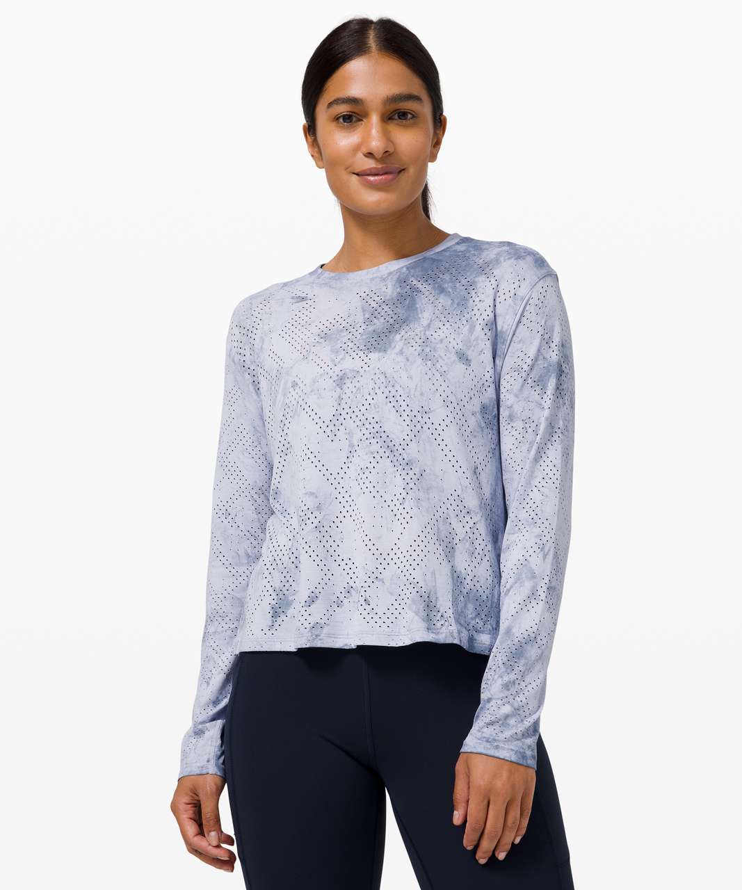 Lululemon Train to Be Long Sleeve - Disrupted Herringbone Serene Blue / Chalk Wash Luna