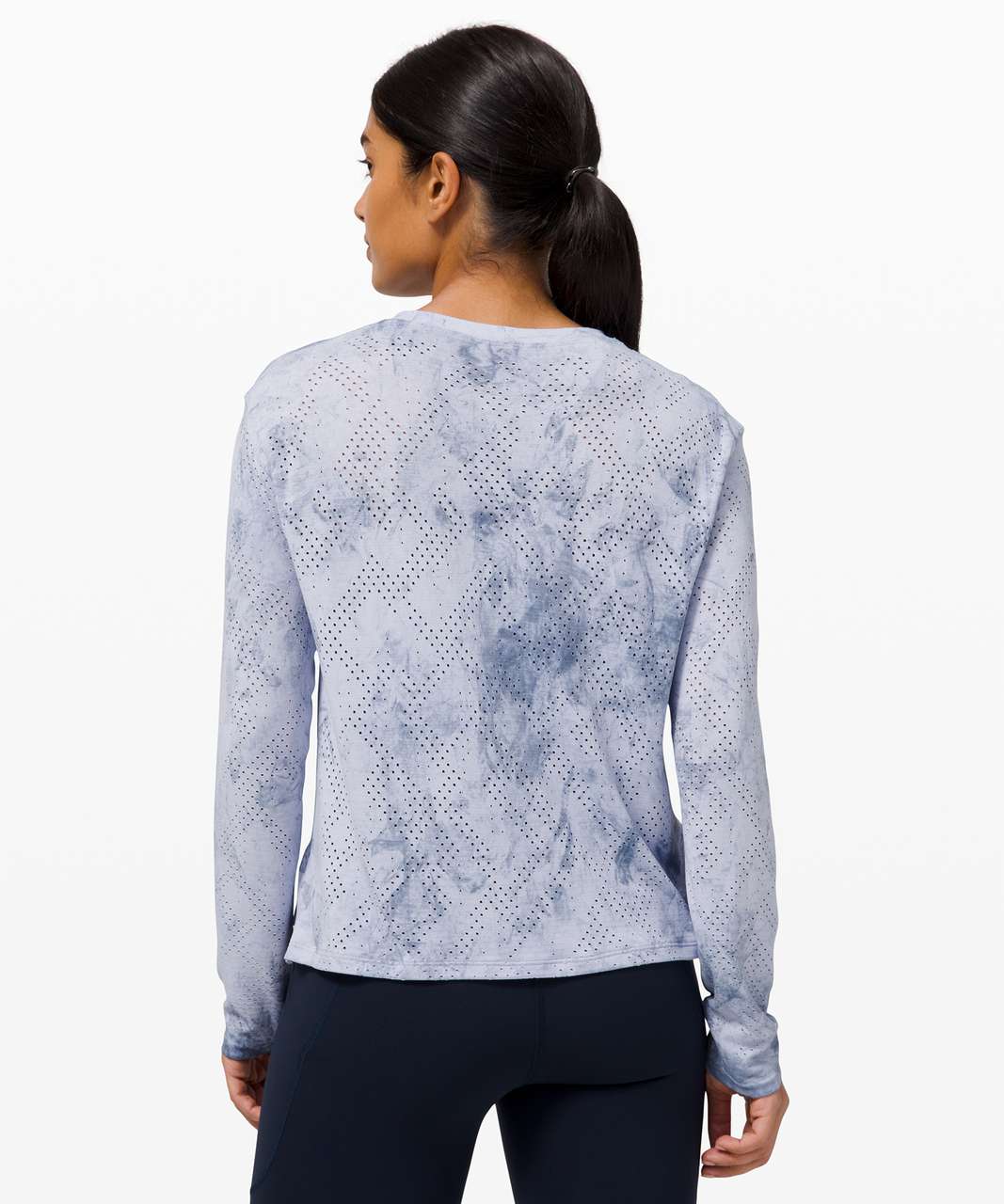 Lululemon Train to Be Long Sleeve - Disrupted Herringbone Serene Blue / Chalk Wash Luna