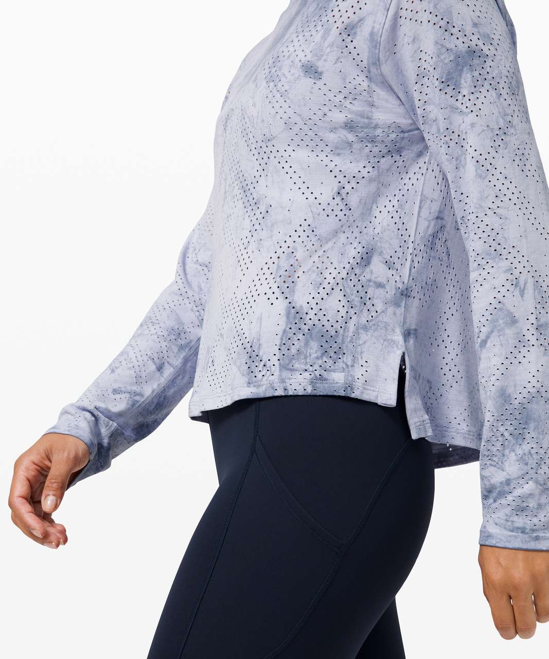 Lululemon Train to Be Long Sleeve - Disrupted Herringbone Serene Blue / Chalk Wash Luna