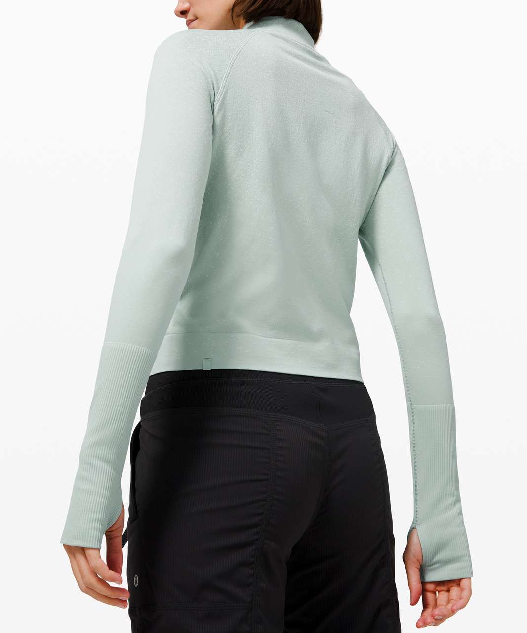 Lululemon Rest Less Cropped 1/2 Zip - Herringbone Fade Black / White - lulu  fanatics