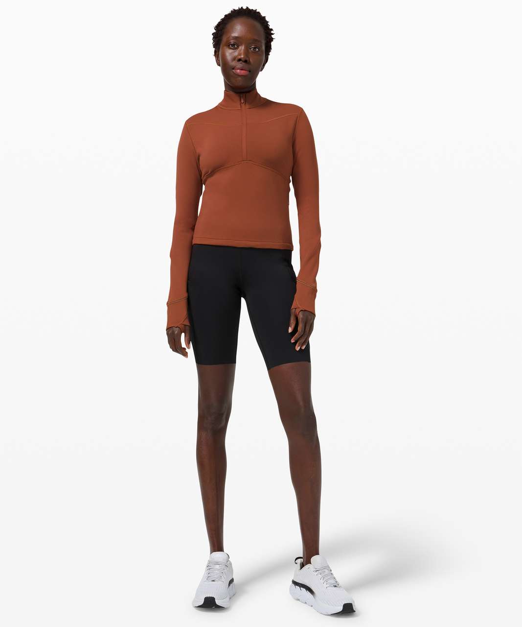 Lululemon Rulu™ Running Cropped 1/2 Zip - Dark Terracotta - lulu fanatics