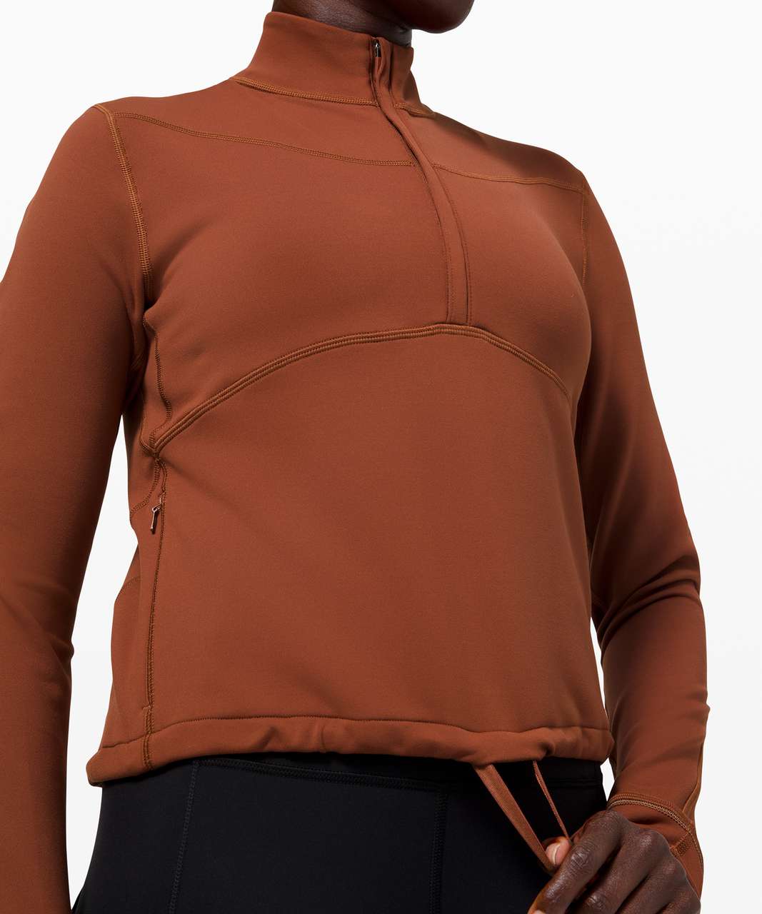 Lululemon Rulu™ Running Cropped 1/2 Zip - Dark Terracotta