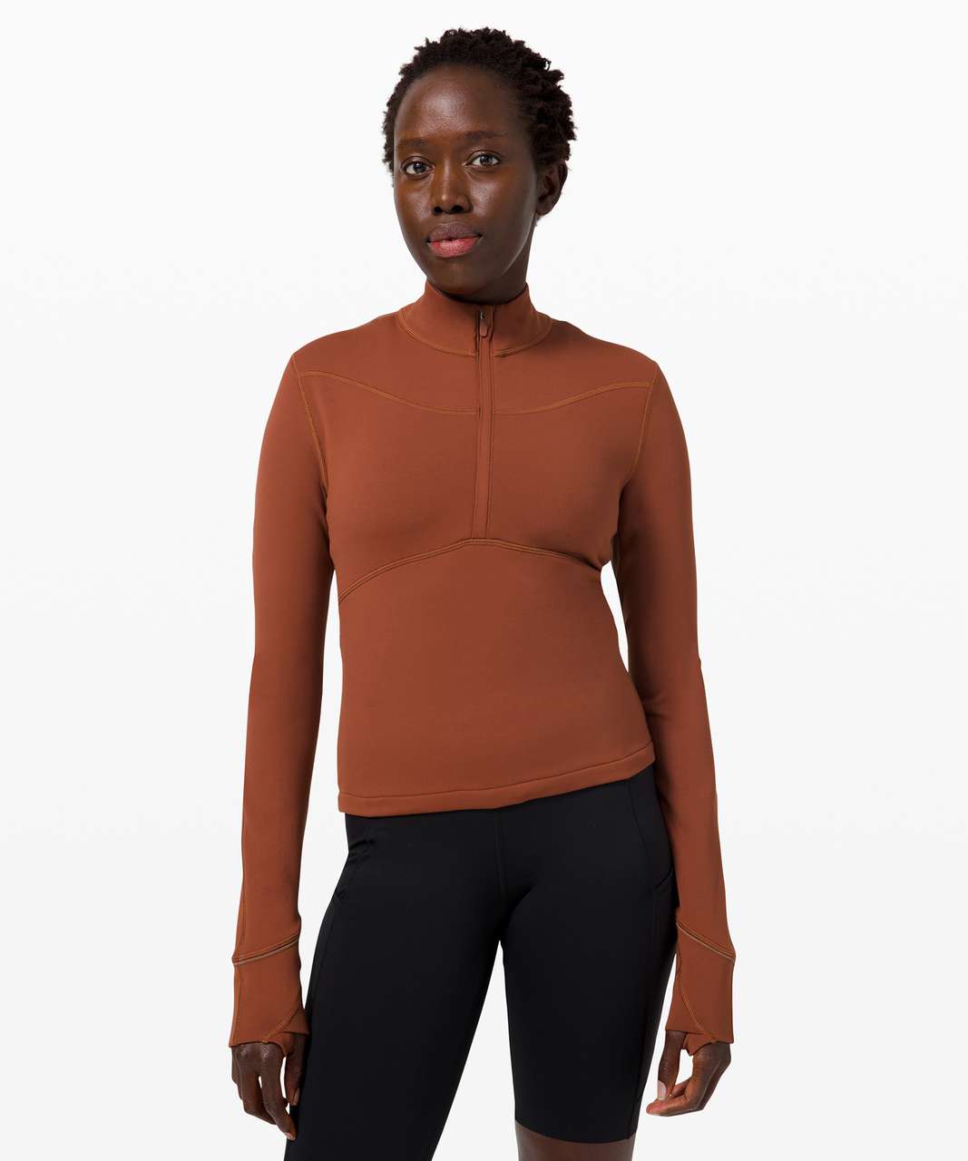 Lululemon Rulu™ Running Cropped 1/2 Zip - Dark Terracotta - lulu