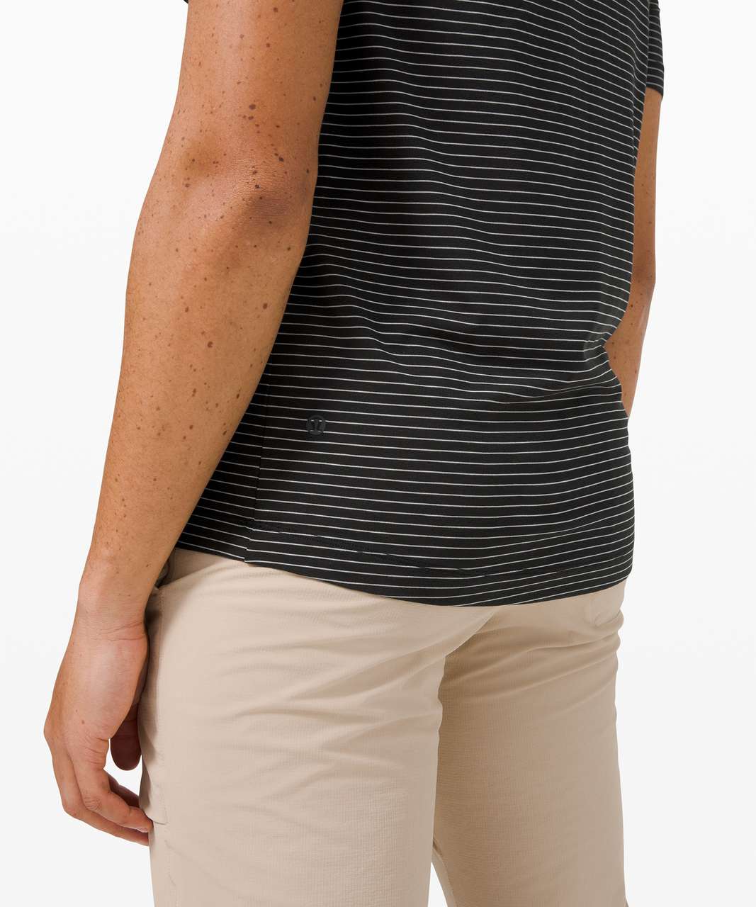 Lululemon Evolution Short Sleeve Polo - Agile Stripe Black Silver Drop