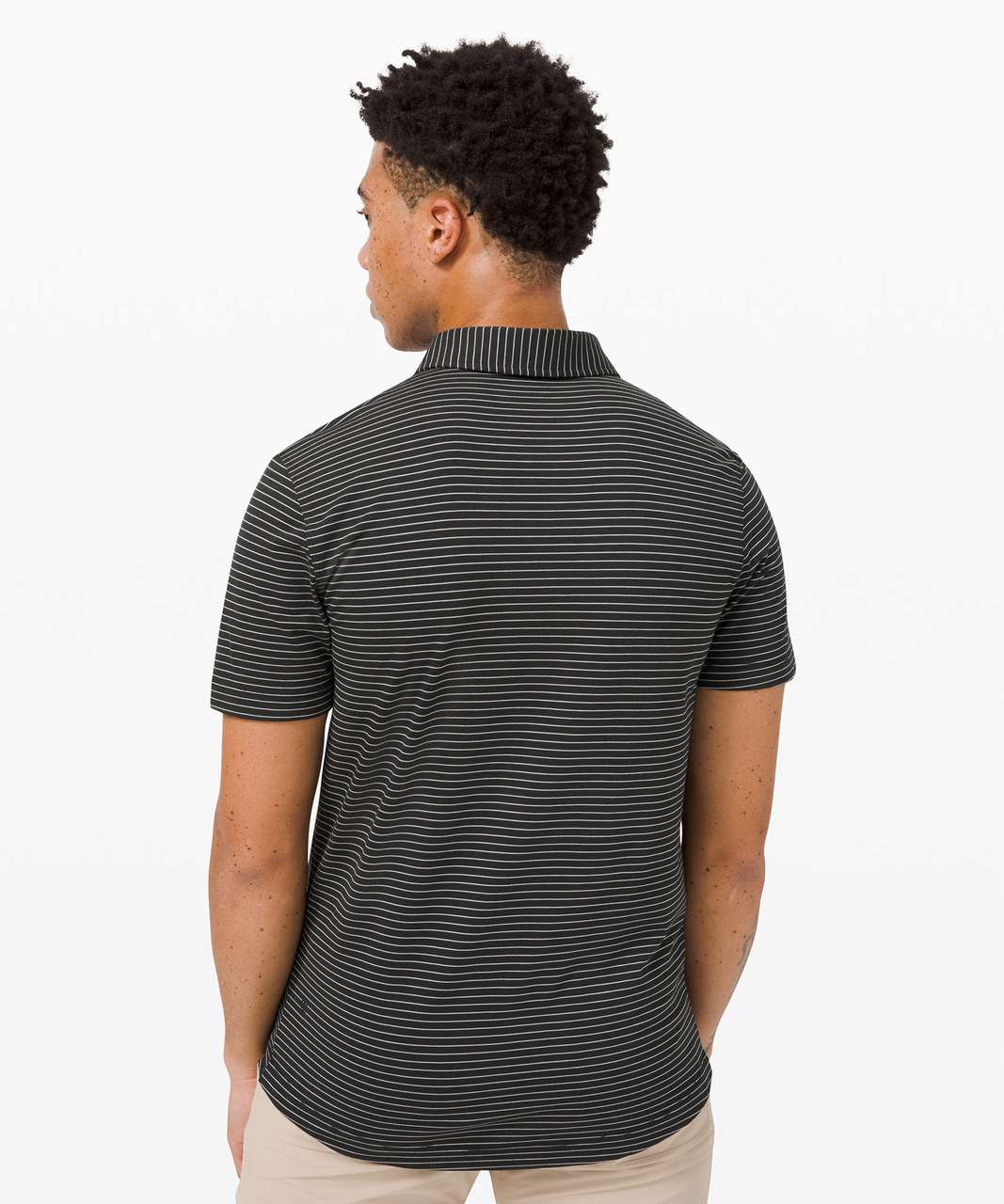 Lululemon Evolution Short Sleeve Polo - Agile Stripe Black Silver Drop