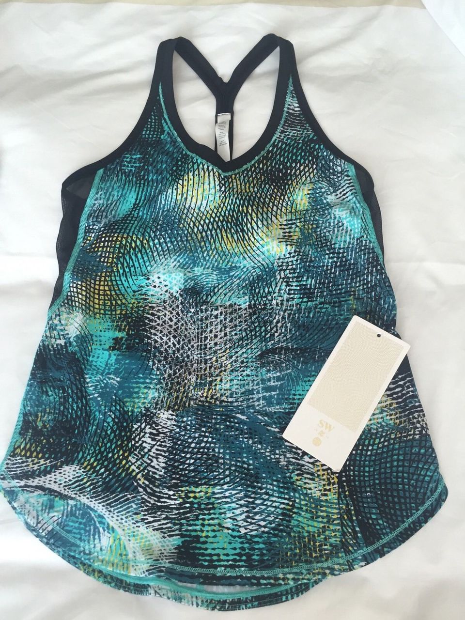 Lululemon Fast Lane Singlet - 2016 Seawheeze - Mo Money Bali Breeze / Black