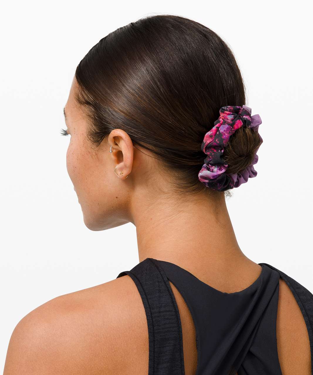 Lululemon Uplifting Scrunchie - Grape Mauve / Fluoro Floral Multi