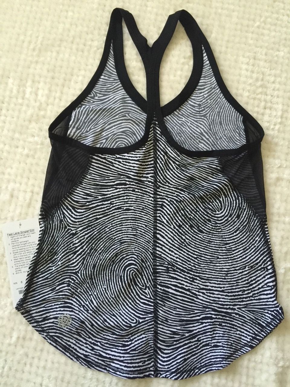 Lululemon Fast Lane Singlet - 2016 Seawheeze - Who Done It Black / Black