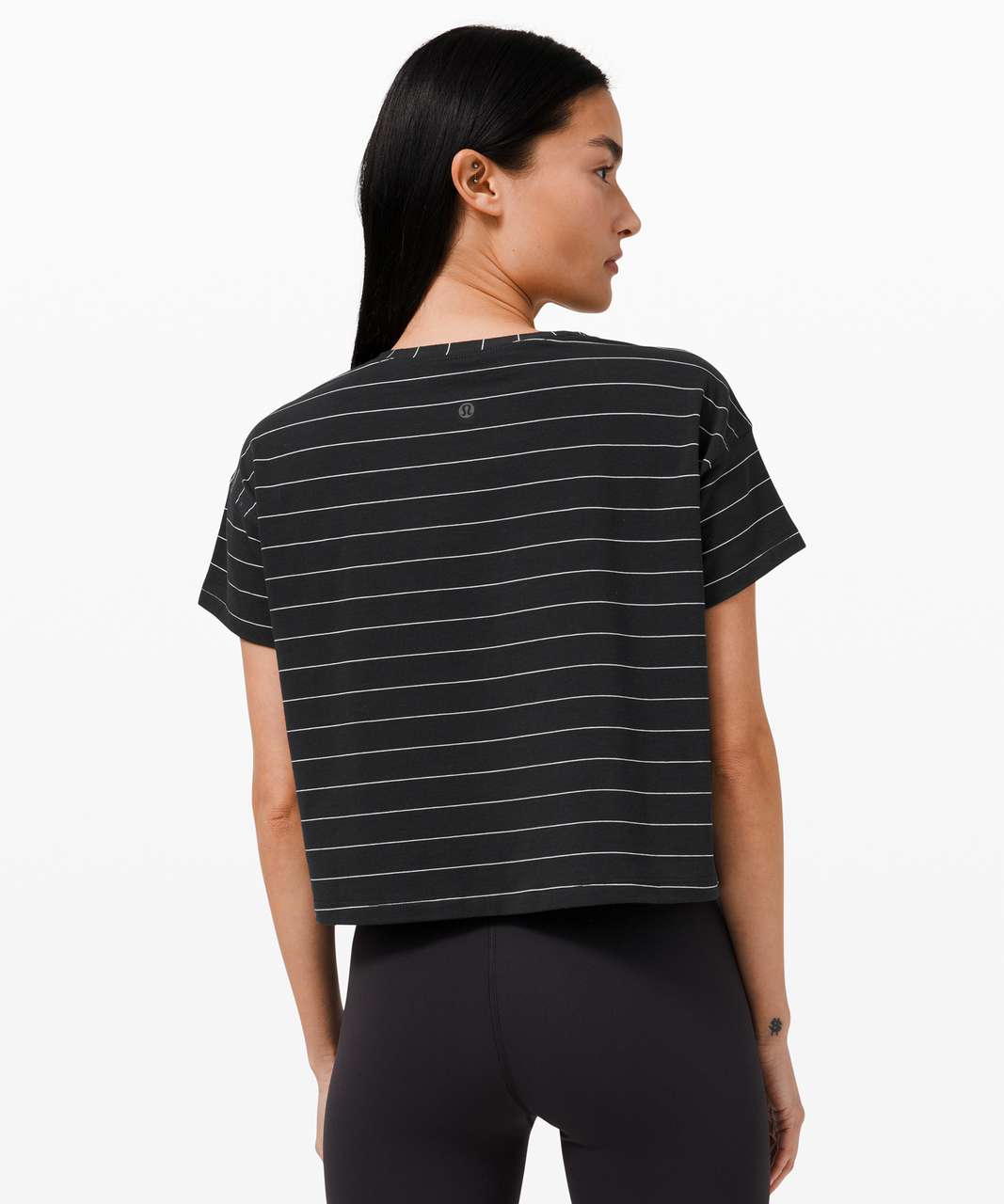 Lululemon Cates Tee - Short Serve Stripe Black White