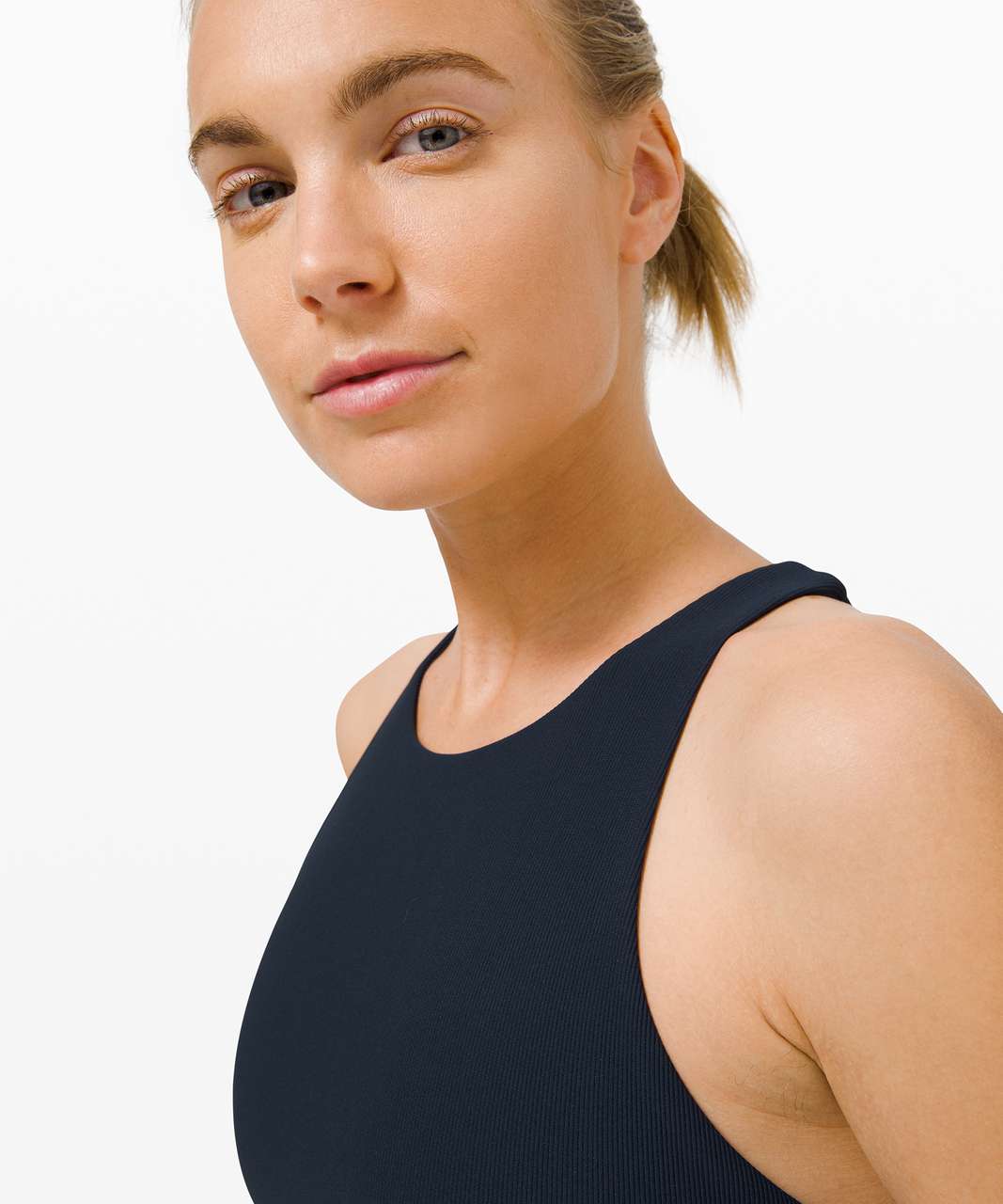 Lululemon Energy Bra High Neck Long Line Rib - True Navy - lulu fanatics