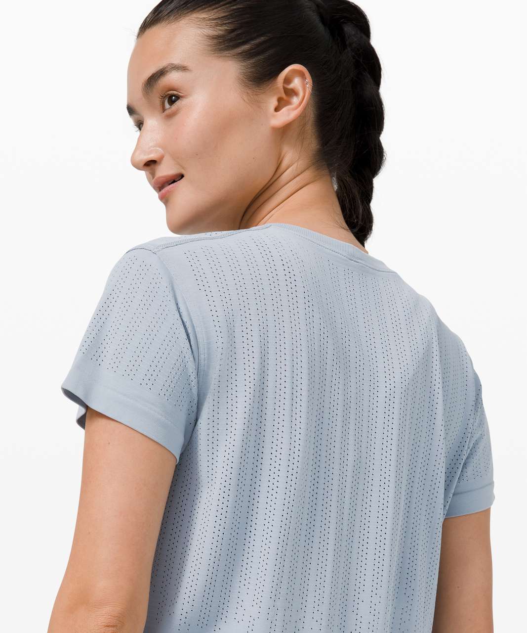 Lululemon Train to Be Short Sleeve *Stripe - Rain Stripe Chambray